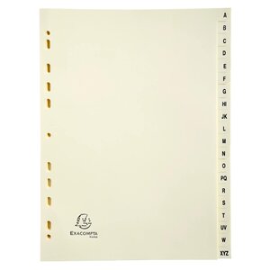 Intercalaires Imprimés Carte Peau 155g 20 Positions De A À Z - A4 - Ivoire - X 10 - Exacompta