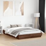 vidaXL Cadre de lit avec lumières LED chêne marron 120x190 cm
