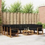 vidaXL Ensemble de canapés d'extérieur 10 Pièces Naturel et Noir