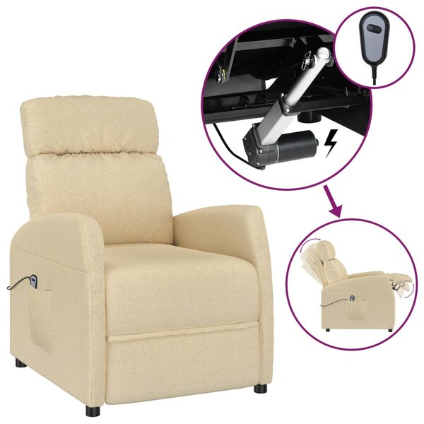 vidaXL Fauteuil électrique de massage Crème Tissu