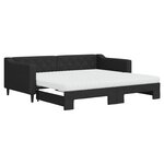 vidaXL Lit de jour avec gigogne et matelas noir 90x190 cm tissu