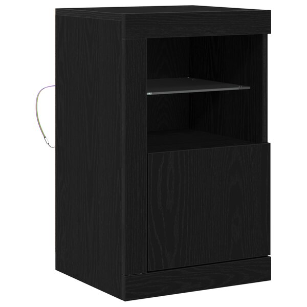 Buffet vidaXL avec lumières LED Chêne noir 41x37x67 cm