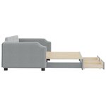 vidaXL Lit de jour avec gigogne et tiroirs gris clair 100x200 cm tissu