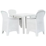 vidaXL Ensemble à manger d'extérieur 5Pièces Plastique Blanc Aspect rotin
