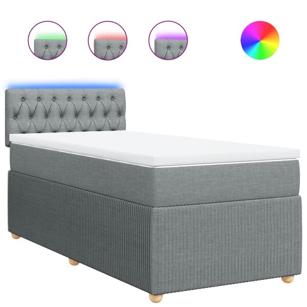 vidaXL Sommier à lattes de lit avec matelas Gris clair 100x200cm Tissu