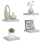 vidaXL Étagères murales flottantes 4 Pièces gris béton 23x23 5x3 8 cm MDF