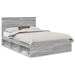 vidaXL Cadre de lit Gris Sonoma 135 x 190 cm Bois de pin massif