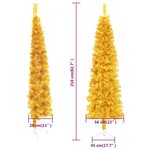 vidaXL Demi sapin de Noël artificiel mince avec support Doré 210 cm