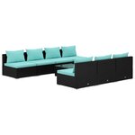 vidaXL Salon de jardin 8 Pièces avec coussins résine tressée noir
