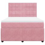 vidaXL Sommier à lattes de lit avec matelas Rose 140x200 cm Velours