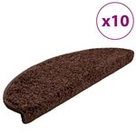vidaXL Tapis d'escalier 10 pièces 65 x 21 x 4 cm Marron Demi-rond Grand