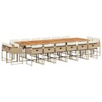 vidaXL Ensemble à manger de jardin et coussins 17 Pièces beige
