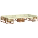 vidaXL Ensemble de canapés d'extérieur 11 Pièces Naturel et Crème