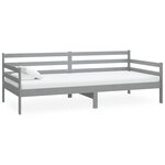 vidaXL Lit de repos avec matelas 90x200 cm Gris Bois de pin massif