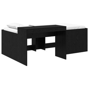 vidaXL Lit haut pour enfants avec bureau Noir 90 x 200 cm
