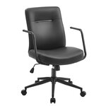 Chaise de bureau pivotante fauteuil ergonomique surface en pu facile à nettoyer hauteur réglable dossier confortable assise incurvée capacité 150 kg noir 12_0004883