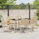 vidaXL Ensemble de salle à manger pour jardin 7 Pièces Beige polyrotin