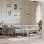 vidaXL Cadre de lit métal sans matelas et pied de lit blanc 150x200 cm