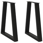 vidaXL Pieds de table à manger en V 2 pièces Noir 60 x (72-73 3) cm Acier