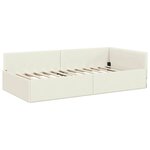 vidaXL Cadre de lit d'angle avec matelas Autre 2 Pièces Crème Velours