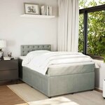 vidaXL Sommier à lattes de lit et matelas gris clair 120x190cm velours