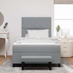 vidaXL Lit avec Sommier et Banc Gris Clair 120x200 cm Tissu