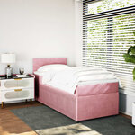 vidaXL Sommier à lattes de lit avec matelas Rose 90x190 cm Velours