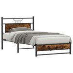 vidaXL Cadre de lit sans matelas chêne fumé 107x203 cm bois ingénierie