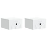 vidaXL Cabinet de chevet mural 2 Pièces Blanc 33 x 34 5 x 20 cm