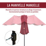 Parasol de jardin XXL parasol grande taille 4,6L x 2,7l x 2,4H m ouverture fermeture manivelle acier polyester haute densité bordeaux