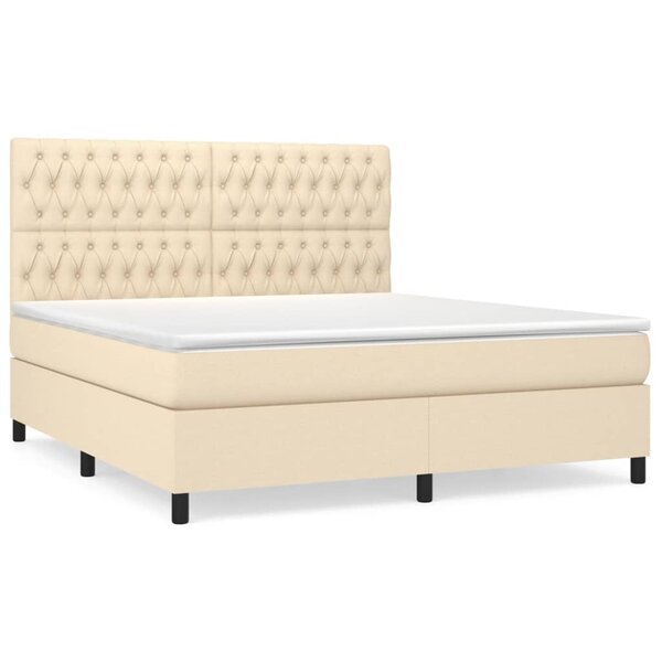 vidaXL Sommier à lattes de lit avec matelas Crème 180x200 cm Tissu