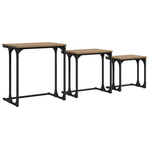 vidaXL Table basse gigogne 3 Pièces chêne artisanal 50.5 x 35 x 53 cm
