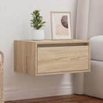 vidaXL Table de chevet murale avec lumières LED chêne sonoma