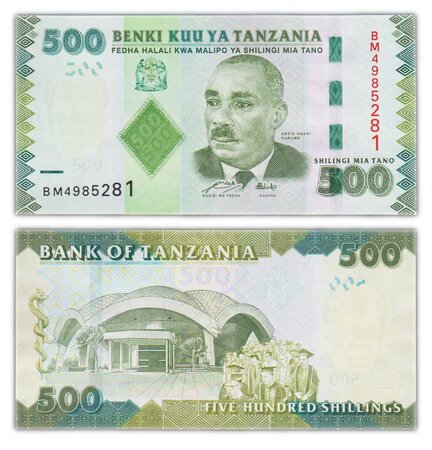 Billet de collection 500 shillings 2010 tanzanie - neuf - p40