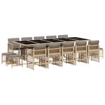 vidaXL Ensemble à manger de jardin et coussins 15 Pièces mélange beige