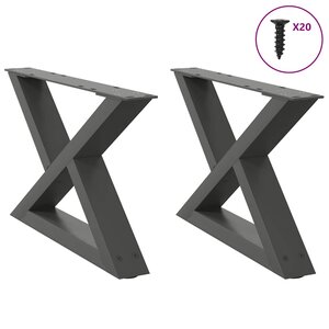 vidaXL Pieds de table basse 2 pièces Anthracite 60 x (30-31 3) cm Acier