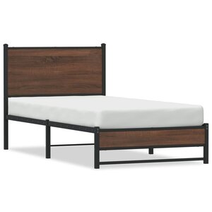 vidaXL Cadre de lit en métal sans matelas chêne marron 75x190 cm