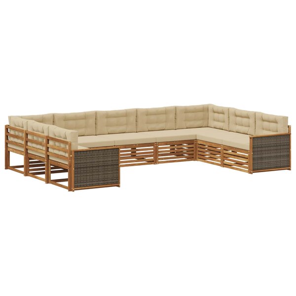 vidaXL Ensemble de canapés d'extérieur 9 Pièces Naturel et Beige