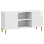 vidaXL Meuble TV 102 x 34 5 x 50 cm Blanc brillant Bois d'ingénierie