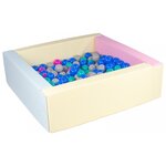 Piscine à balles carrée avec 200 balles - rose  bleu  jaune (pastel)/bleu  rose  gris  turquoise