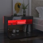 vidaXL Tables de chevet lumières LED 2 Pièces gris brillant 60x35x40 cm