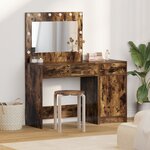 Ensemble de coiffeuse 2 pièces avec LED en bois d'ingénierie chêne fumé