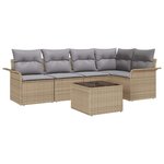 vidaXL Ensemble de canapé de jardin 6 Pièces Beige Poly rotin