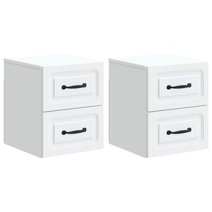vidaXL Cabinet de chevet mural 2 Pièces Blanc 34 5 x 33 x 40 cm