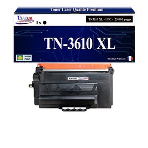 T3AZUR- Toner compatible avec brother TN3610  TN3610XL Noir (25 000 pages)