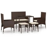 vidaXL Salon de jardin 6 Pièces avec coussins Marron Résine tressée
