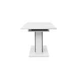 Table a manger extensible 140/180x80x77cm - Blanc brillant et Marbre foncé - BRUGGE