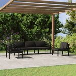 vidaXL Salon de jardin 5 Pièces avec coussins Aluminium Anthracite