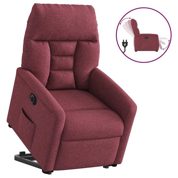 vidaXL Fauteuil inclinable électrique rouge bordeaux tissu