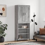 vidaXL Buffet haut Sonoma gris 69 5x34x180 cm Bois d'ingénierie